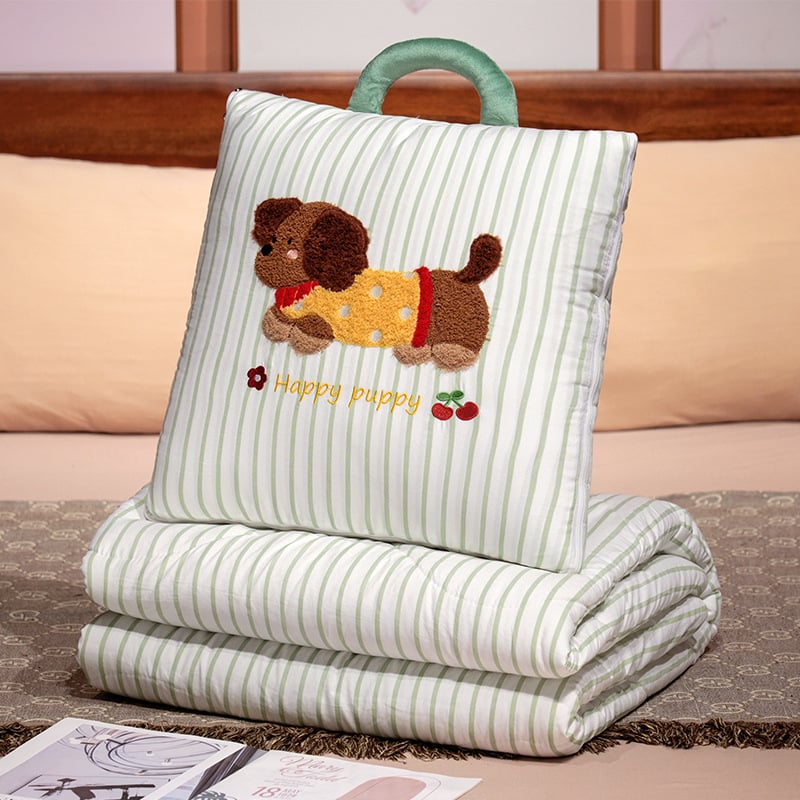 Μαξιλάρι-κούβερτα από βελούδινο ύφασμα, γέμισμα PP, κέντημα, μοτίβο γλυκών ζωάκια, στυλ καρτούν