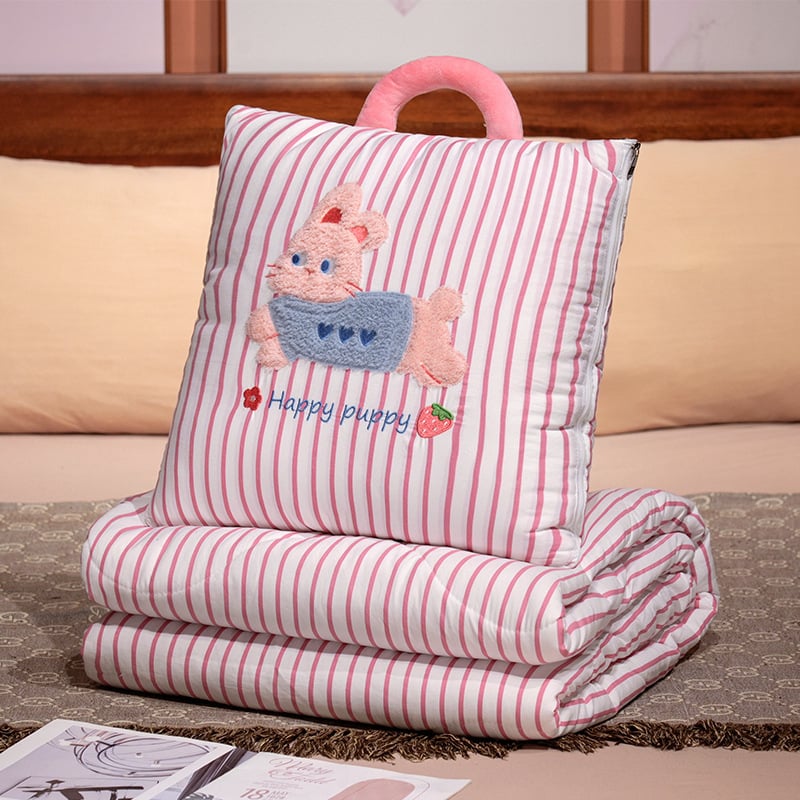 Μαξιλάρι-κούβερτα από βελούδινο ύφασμα, γέμισμα PP, κέντημα, μοτίβο γλυκών ζωάκια, στυλ καρτούν