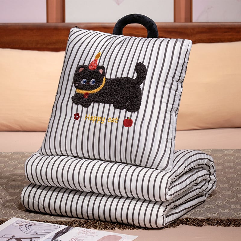 Μαξιλάρι-κούβερτα από βελούδινο ύφασμα, γέμισμα PP, κέντημα, μοτίβο γλυκών ζωάκια, στυλ καρτούν