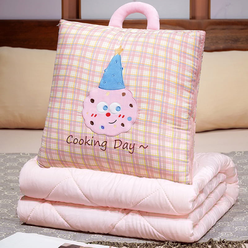 Μαξιλάρι-κούβερτα από βελούδινο ύφασμα, γέμισμα PP, κέντημα, μοτίβο γλυκών ζωάκια, στυλ καρτούν