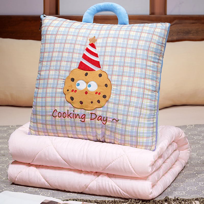 Μαξιλάρι-κούβερτα από βελούδινο ύφασμα, γέμισμα PP, κέντημα, μοτίβο γλυκών ζωάκια, στυλ καρτούν