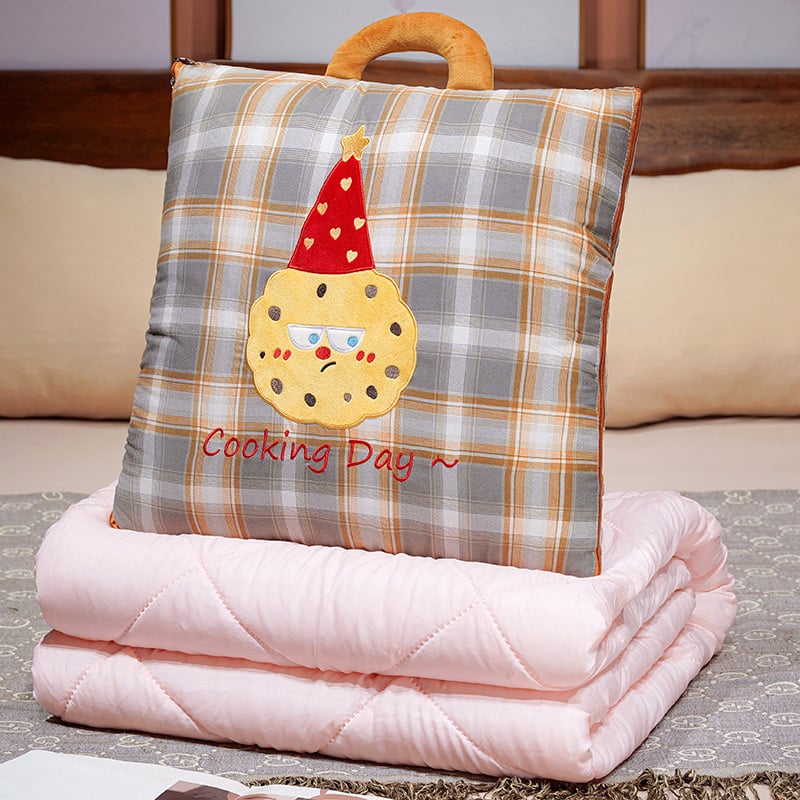 Μαξιλάρι-κούβερτα από βελούδινο ύφασμα, γέμισμα PP, κέντημα, μοτίβο γλυκών ζωάκια, στυλ καρτούν