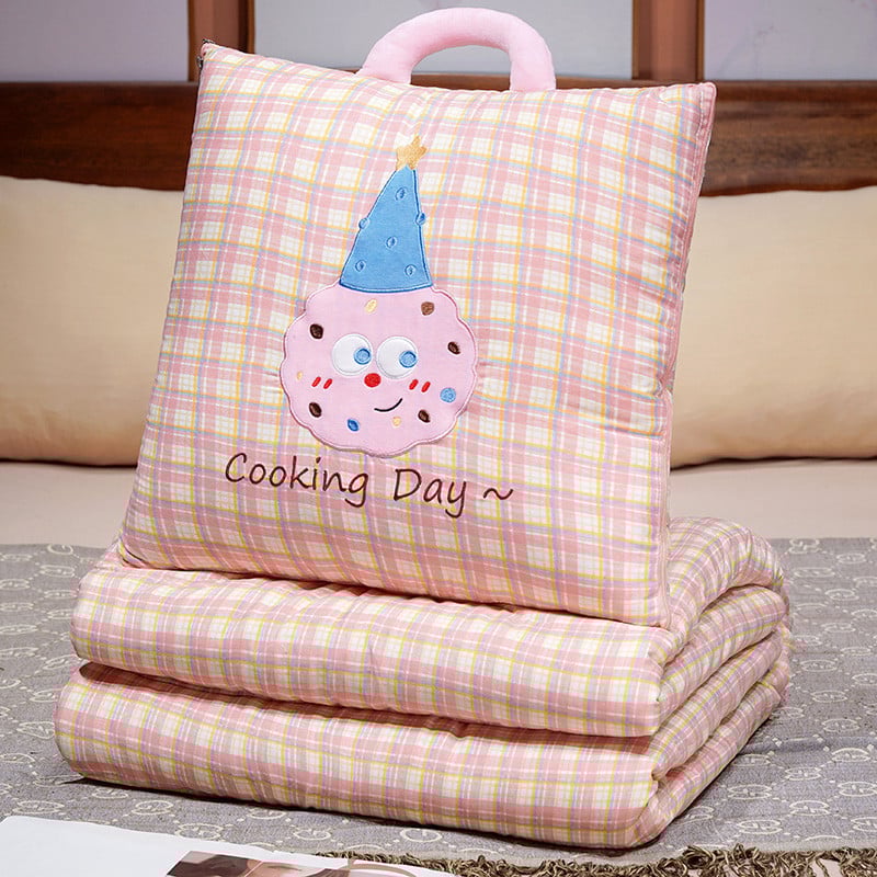 Μαξιλάρι-κούβερτα από βελούδινο ύφασμα, γέμισμα PP, κέντημα, μοτίβο γλυκών ζωάκια, στυλ καρτούν