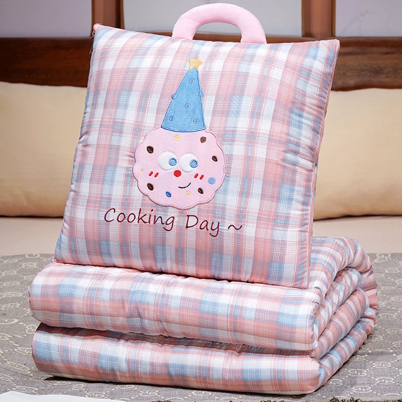 Μαξιλάρι-κούβερτα από βελούδινο ύφασμα, γέμισμα PP, κέντημα, μοτίβο γλυκών ζωάκια, στυλ καρτούν