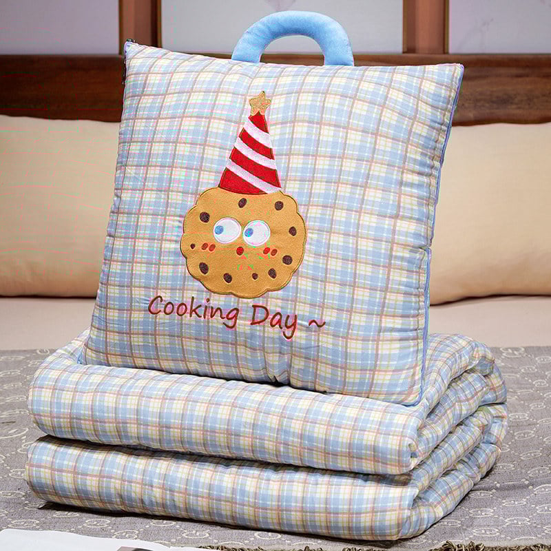 Μαξιλάρι-κούβερτα από βελούδινο ύφασμα, γέμισμα PP, κέντημα, μοτίβο γλυκών ζωάκια, στυλ καρτούν