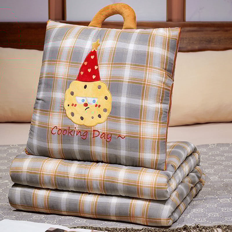 Μαξιλάρι-κούβερτα από βελούδινο ύφασμα, γέμισμα PP, κέντημα, μοτίβο γλυκών ζωάκια, στυλ καρτούν