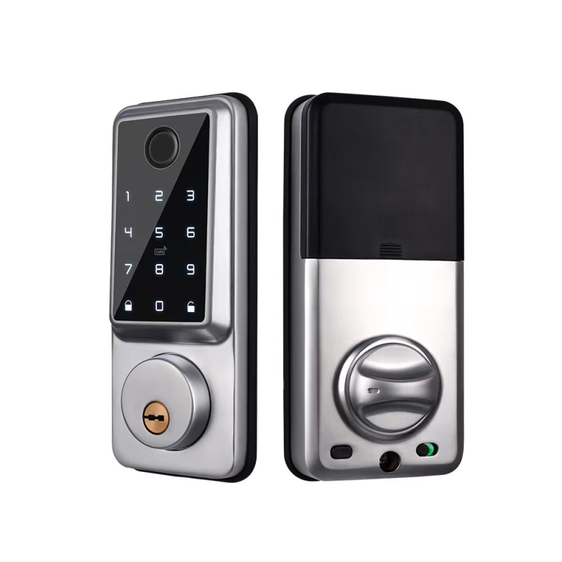 Încuietoare inteligentă cu amprentă, card și parolă pentru ușă din lemn, model A1 Locking, peste 100000 de deblocări, scanare în 0,1 s, rată de recunoaștere falsă <0,001%