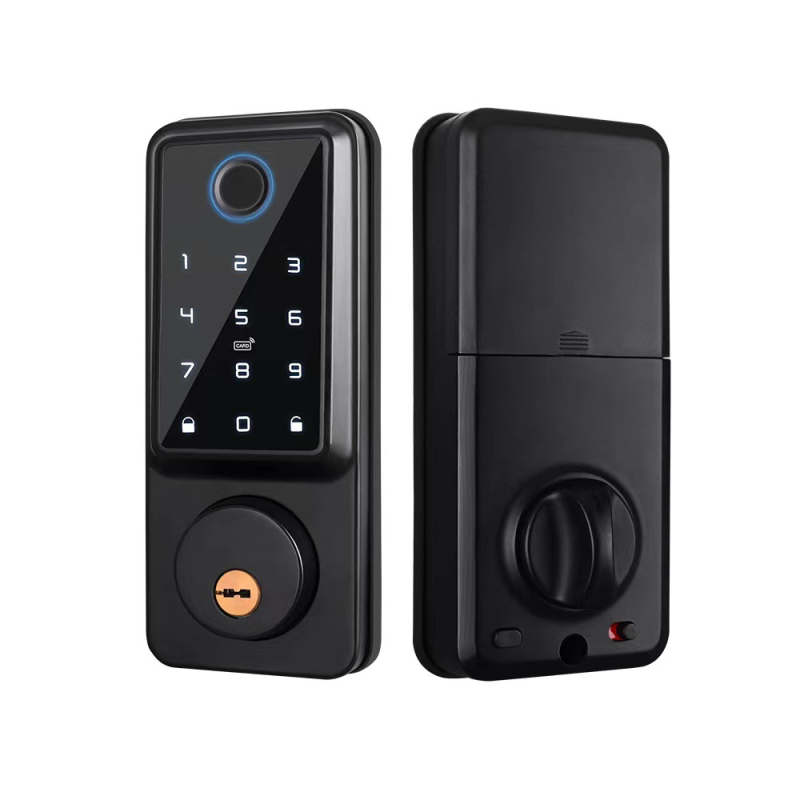 Încuietoare inteligentă cu amprentă, card și parolă pentru ușă din lemn, model A1 Locking, peste 100000 de deblocări, scanare în 0,1 s, rată de recunoaștere falsă <0,001%