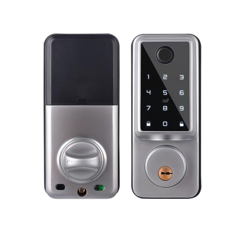 Încuietoare inteligentă cu amprentă, card și parolă pentru ușă din lemn, model A1 Locking, peste 100000 de deblocări, scanare în 0,1 s, rată de recunoaștere falsă <0,001%