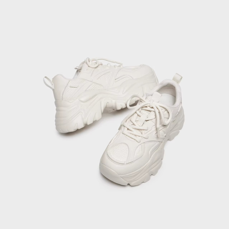 Ženske tenisice u stilu dad shoes s debelom platformom, mrežasti gornji dio, okrugla špička, vezanje, PU ulošak