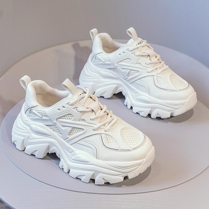 Ženske tenisice u stilu dad shoes s debelom platformom, mrežasti gornji dio, okrugla špička, vezanje, PU ulošak