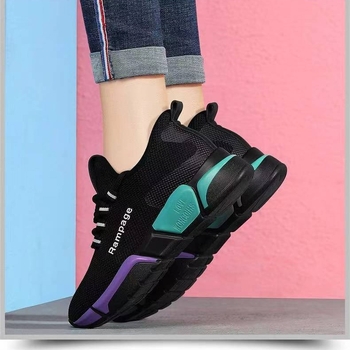 Adidași de alergare pentru femei, cu partea superioară respirabilă din plasă, profil scăzut, șireturi în față, talpă injectată, branț textil