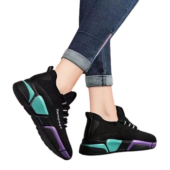 Adidași de alergare pentru femei, cu partea superioară respirabilă din plasă, profil scăzut, șireturi în față, talpă injectată, branț textil