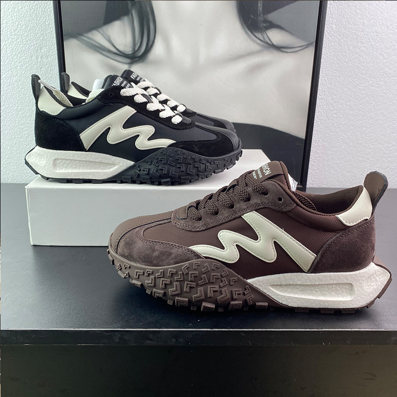 Pantofi sport casual pentru femei în stil Forrest Gump — exterior din piele de vițel + material textil; talpă din cauciuc cu spumă; închidere cu șireturi; înălțime călcâi: 3–5 cm; interior: plasă