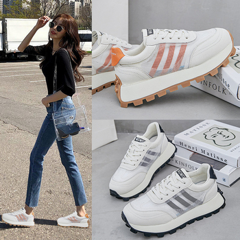 Ženske Forrest Gump tenisice, sportsko-casual stil, gornji dio od dvostruke kože i tkanine, prozračna mreža, srednji potpetica 3–5 cm, gumena potplat
