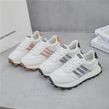 Ženske Forrest Gump tenisice, sportsko-casual stil, gornji dio od dvostruke kože i tkanine, prozračna mreža, srednji potpetica 3–5 cm, gumena potplat
