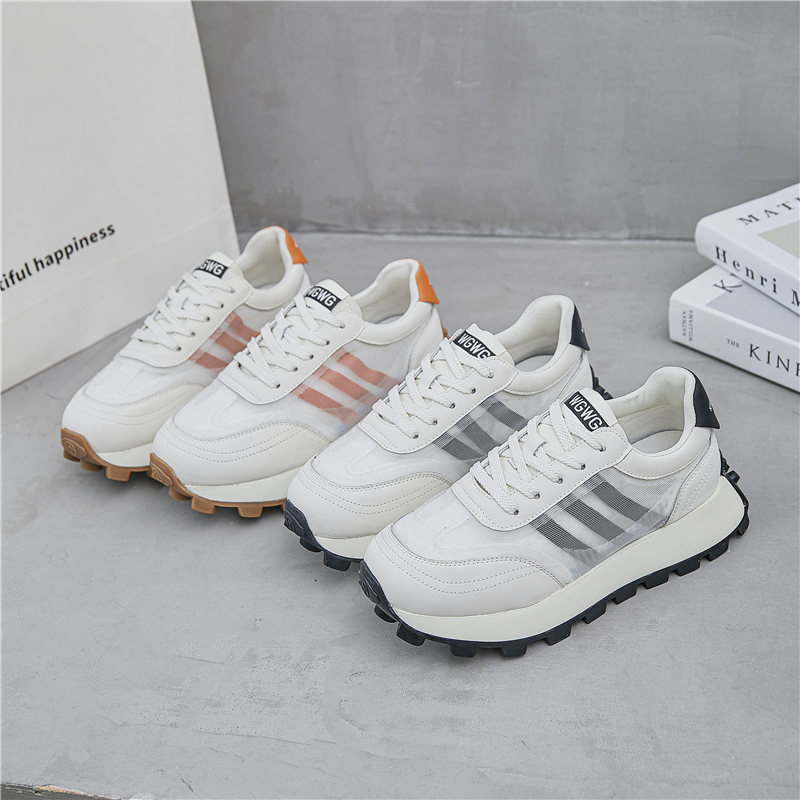 Ženske Forrest Gump tenisice, sportsko-casual stil, gornji dio od dvostruke kože i tkanine, prozračna mreža, srednji potpetica 3–5 cm, gumena potplat