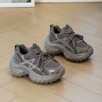 Pantofi damă dad shoes cu talpă groasă – partea superioară din velur de vită și material textil, închidere cu șiret în față, branț EVA