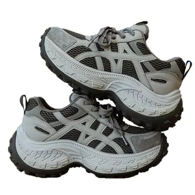 Pantofi damă dad shoes cu talpă groasă – partea superioară din velur de vită și material textil, închidere cu șiret în față, branț EVA