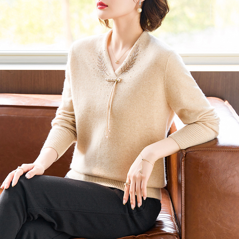 Sveter z 100% vlny pre mamy, Zimná 2025, Etnický štýl, Voľný strih, Bez rukávov