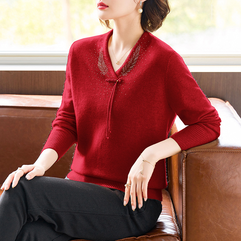 Sveter z 100% vlny pre mamy, Zimná 2025, Etnický štýl, Voľný strih, Bez rukávov