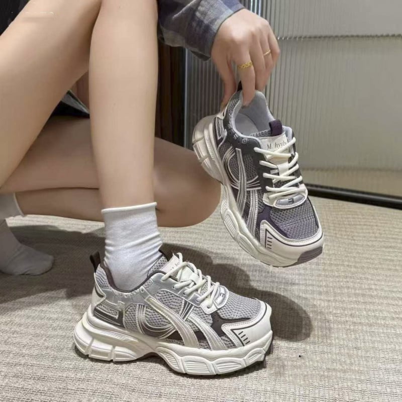 Ženske platforme dad shoes, prozračne, s vezicama, niski gornji dio, okrugli vrh