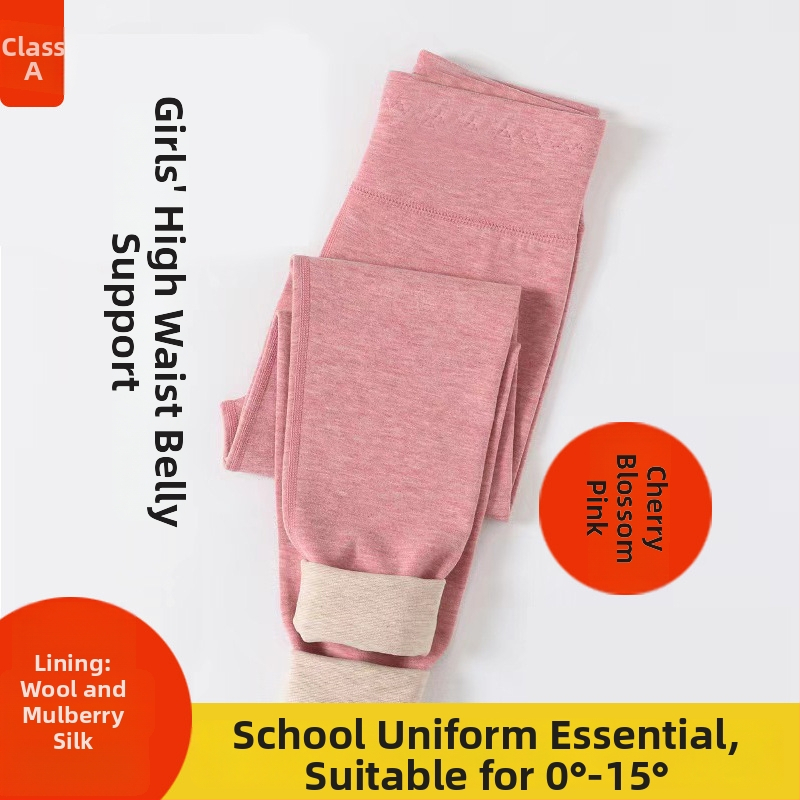 Gyerekeknek téli hosszú termo nadrág fleece-belsővel, magas derekú, 90% poliészter