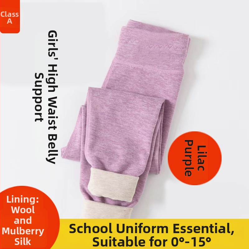 Gyerekeknek téli hosszú termo nadrág fleece-belsővel, magas derekú, 90% poliészter