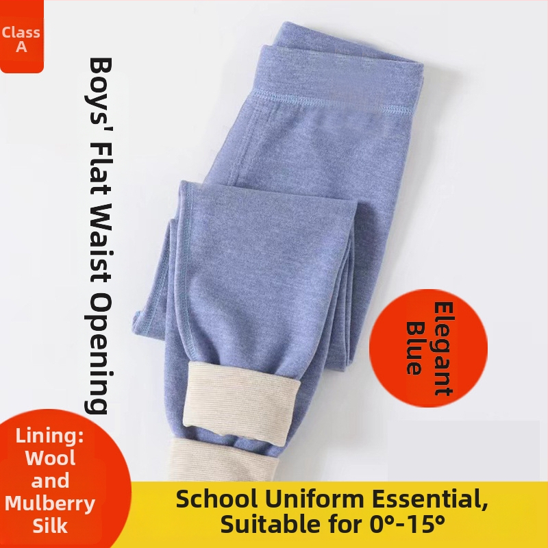 Gyerekeknek téli hosszú termo nadrág fleece-belsővel, magas derekú, 90% poliészter