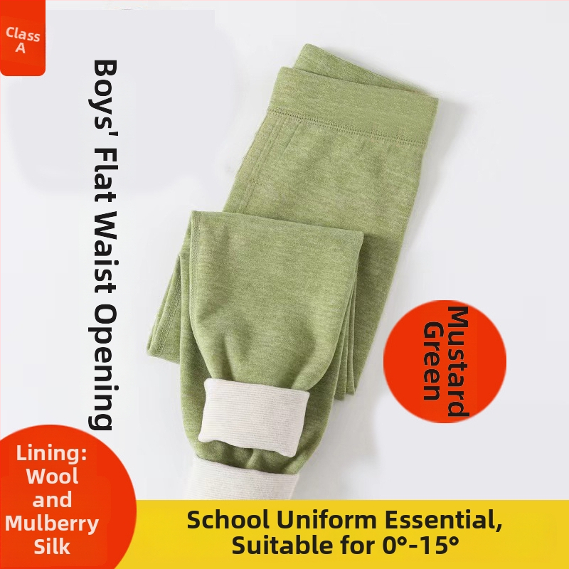 Gyerekeknek téli hosszú termo nadrág fleece-belsővel, magas derekú, 90% poliészter