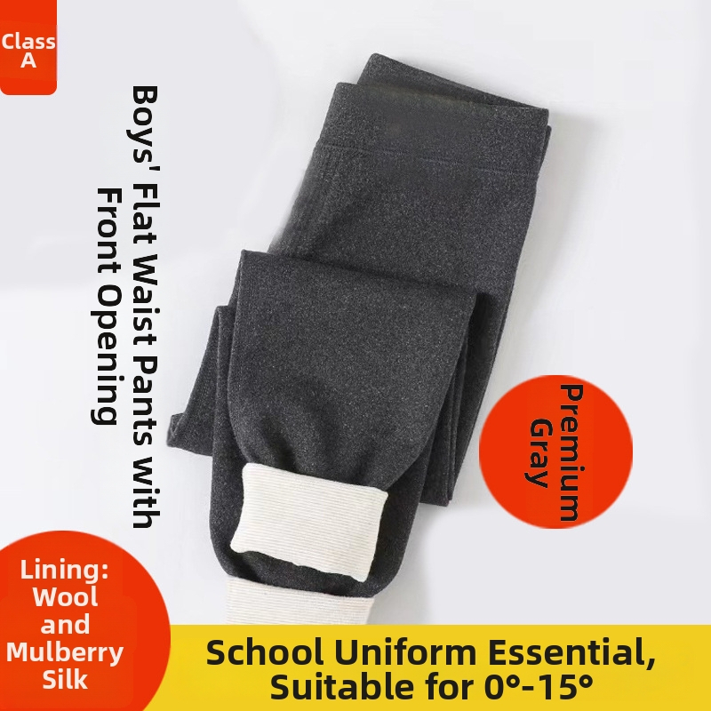 Gyerekeknek téli hosszú termo nadrág fleece-belsővel, magas derekú, 90% poliészter