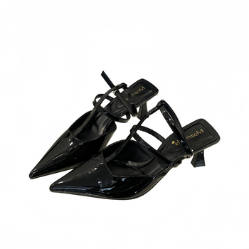 Sandale cu o curea, vârf ascuțit, partea din super fiber, talpă din cauciuc, închidere cu cataramă