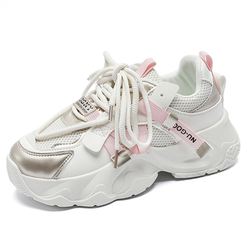 Ženske tenisice dad shoes, korejska verzija, gornji dio PU+ mreža, visina pete 3–5 cm, gumeni potplat, vezanje