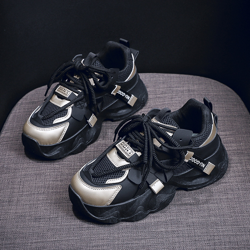 Ženske tenisice dad shoes, korejska verzija, gornji dio PU+ mreža, visina pete 3–5 cm, gumeni potplat, vezanje
