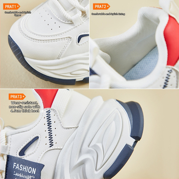 Női dad shoes stílusú sportcipő – PU felsőrész, magas felső rész, gumitalp, 3–5 cm sarokmagasság, kerek orr, elöl fűzős zárás