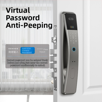 Lacăt inteligent pentru ușă cu amprentă, venă palmară, recunoaștere facială și parolă – Deblocare de la distanță Tuya WiFi, 100 de amprente înregistrate, scanare 0,01 s, FAR 0,01%, FRR 0,1%