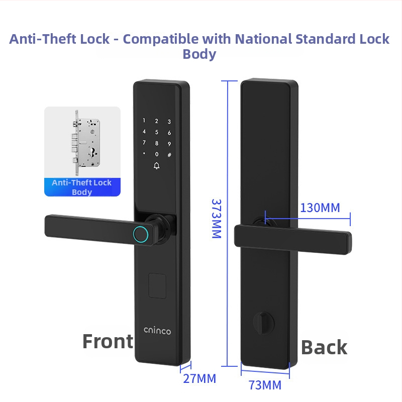 Lacăt inteligent pentru ușă cu amprentă, venă palmară, recunoaștere facială și parolă – Deblocare de la distanță Tuya WiFi, 100 de amprente înregistrate, scanare 0,01 s, FAR 0,01%, FRR 0,1%