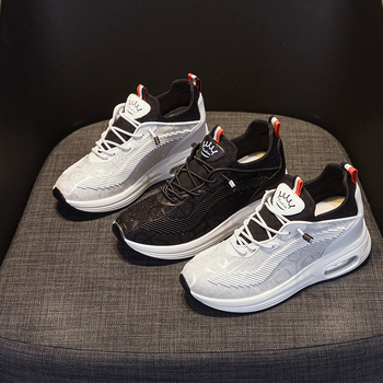 Női Air-Cushion Flyknit sportcipő, minden évszakban, légáteresztő, magasság növelő 6–8 cm, alacsony profil, elöl kötés