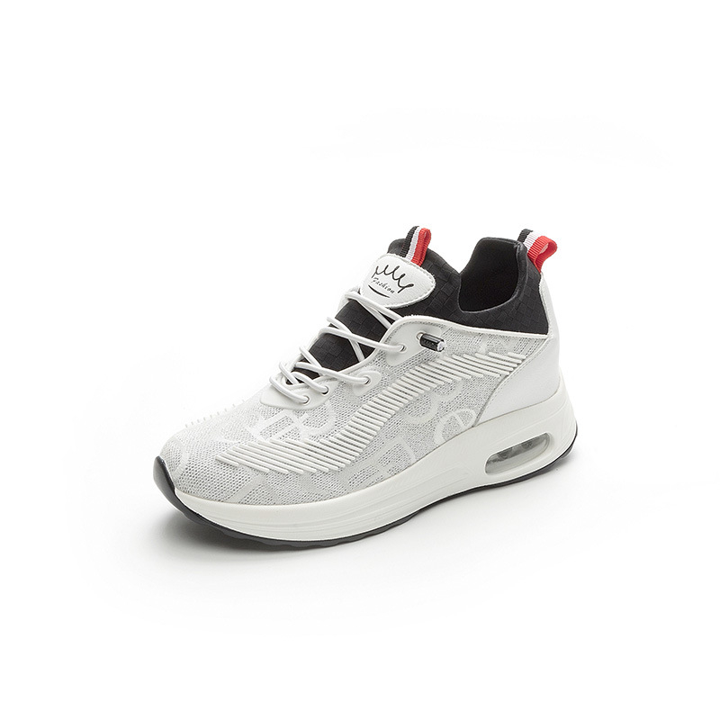 Női Air-Cushion Flyknit sportcipő, minden évszakban, légáteresztő, magasság növelő 6–8 cm, alacsony profil, elöl kötés