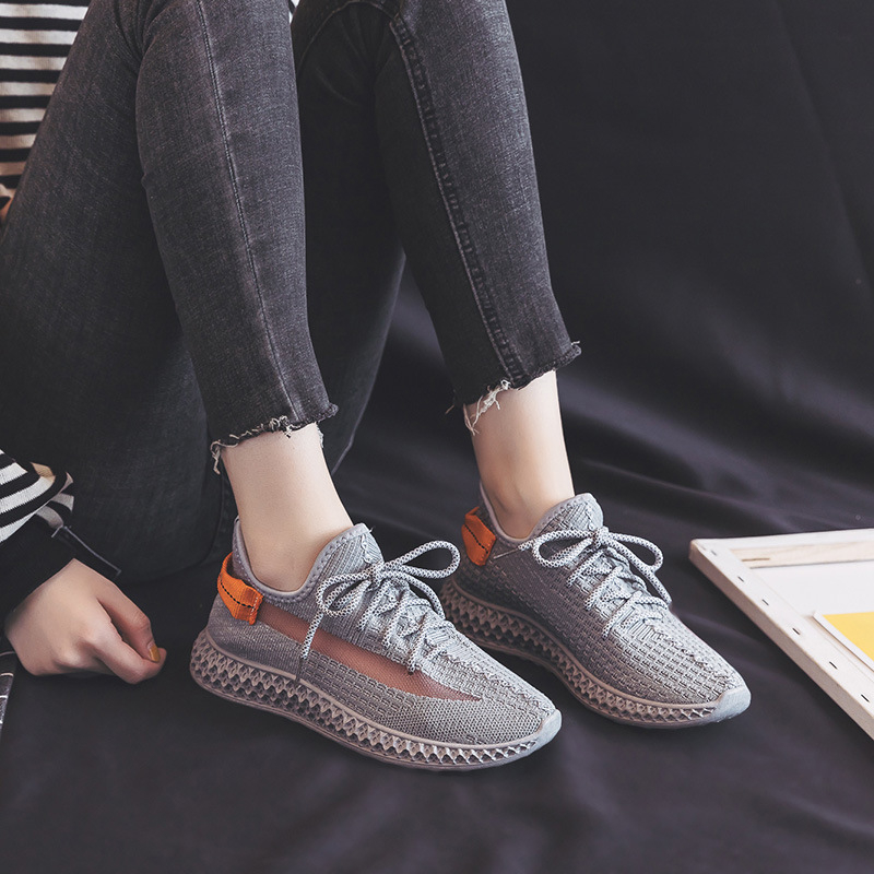 Női hálós sportcipő, gumírozott talppal, EVA talpbetéttel, 3–5 cm sarok, kerek orr