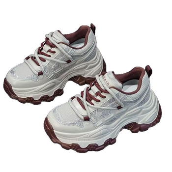 Női dad cipő belső 8 cm-es magasság növeléssel, valódi puha bőr felsőrész, gumihabos talp, koreai stílusú vastag talpú mindennapi cipő