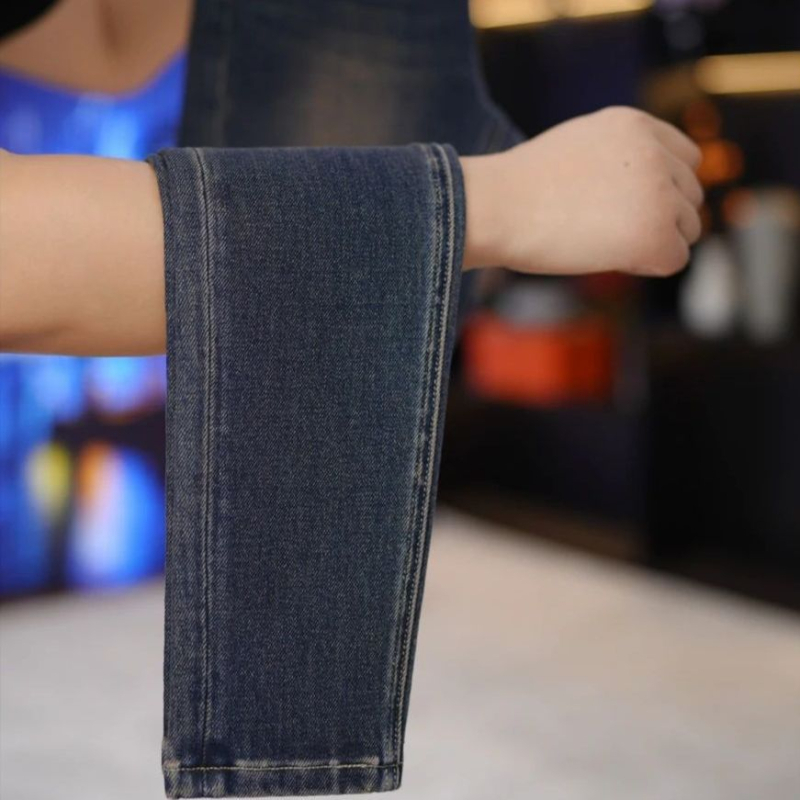 Jeans femei skinny, talie înaltă, elastice cu patru direcții, denim din bumbac cu spandex, căptușit cu fleece pentru toamnă și iarnă