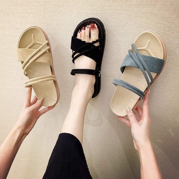 Sandale s jednim remenom, PU gornji dio, gumena potplata, otvoreni prst, slip-on, casual stil
