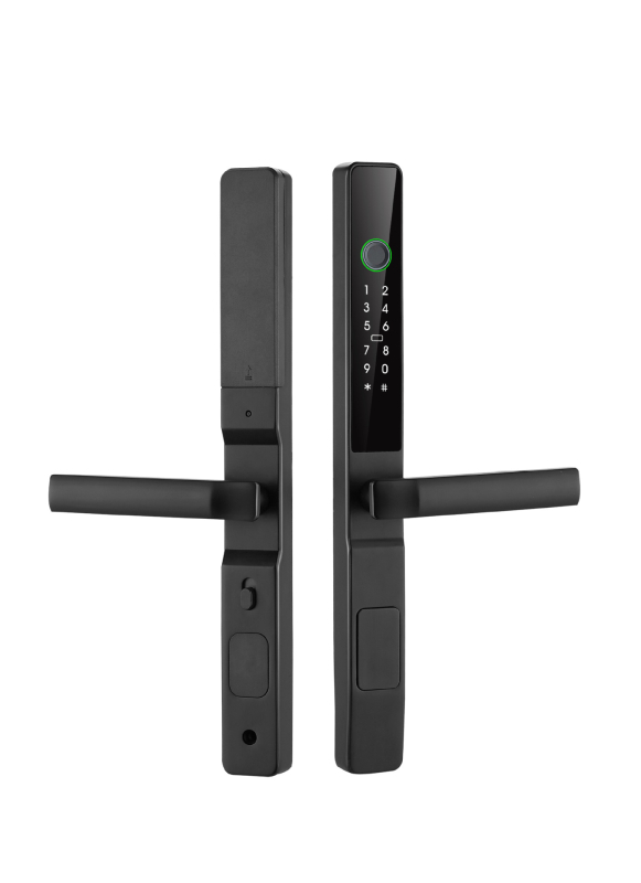 Κλειδαριά με δυνατότητα ανάγνωσης δακτυλικού αποτυπώματος για αλουμινίνες συρόμενες πόρτες, στενό προφίλ και οπτικό ματάκι