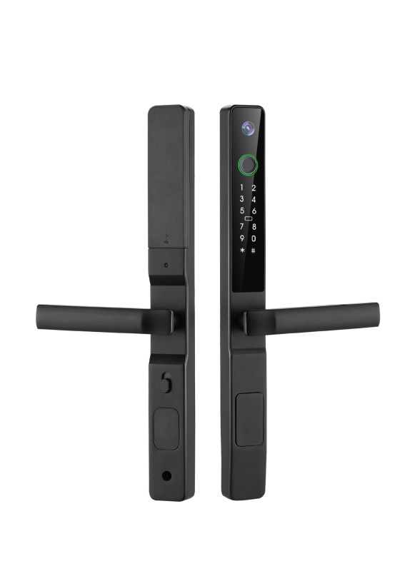 Κλειδαριά με δυνατότητα ανάγνωσης δακτυλικού αποτυπώματος για αλουμινίνες συρόμενες πόρτες, στενό προφίλ και οπτικό ματάκι