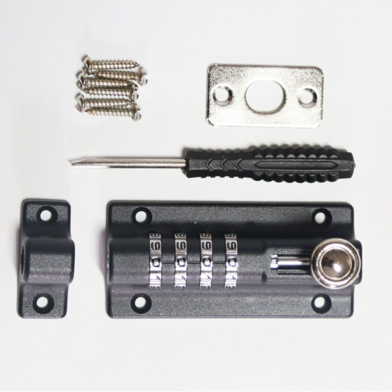 Mehanička brava s lozinkom za vanjska drvena vrata, vodootporna, od željeza, model Latch lock, 5 mm debljina šipke, moderni minimalistički stil