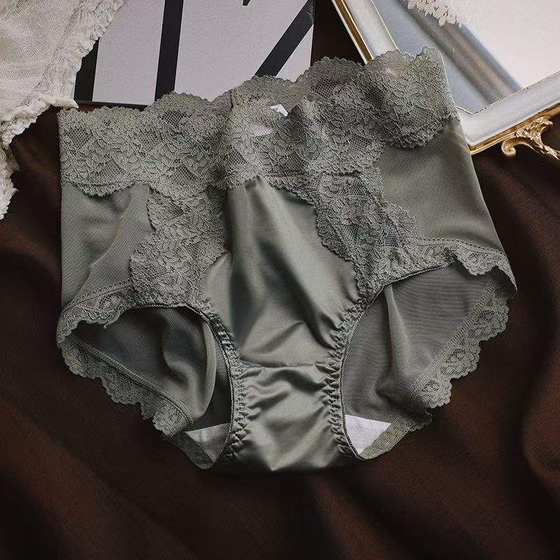 Ženske bešivne gaćice od satin-cipke s Mulberry svilom, prozračne, srednji pojas, podizanje zadnjice i kontrola trbuha