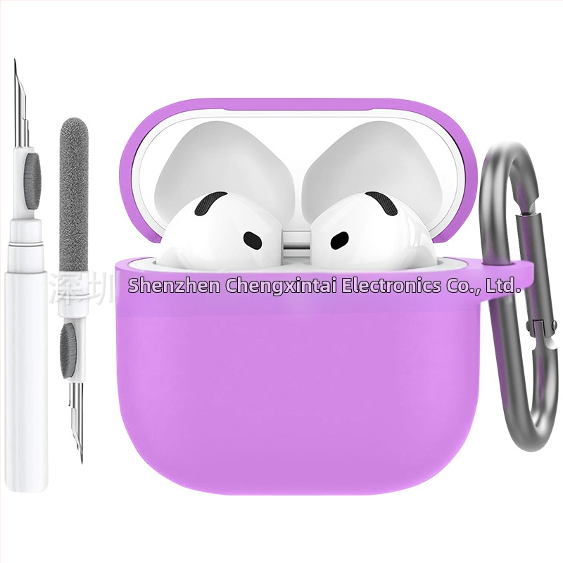 Carcasă din silicon pentru AirPods 4 cu stilou de curățare