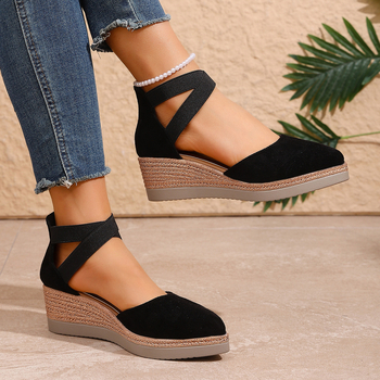 Római szandálok kerek orrú, elasztikus pánt, PU talp