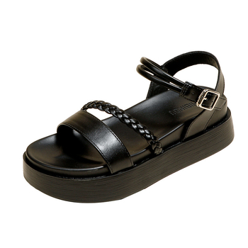 Női egypántos római platform szandál, vastag talppal, felső és belső rész Super Fiber, PU talp, kerek orr, csattal záródó